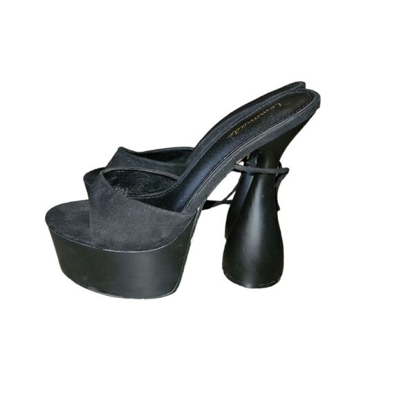 Black Bite Me Platform Tie Up Lace Up Heels 10 - Picture 2 of 9